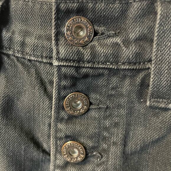 Levi's Black Jean Silver Tab Button Fly Denim Shorts Vintage VTG 90s Size 26 - Picture 2 of 5